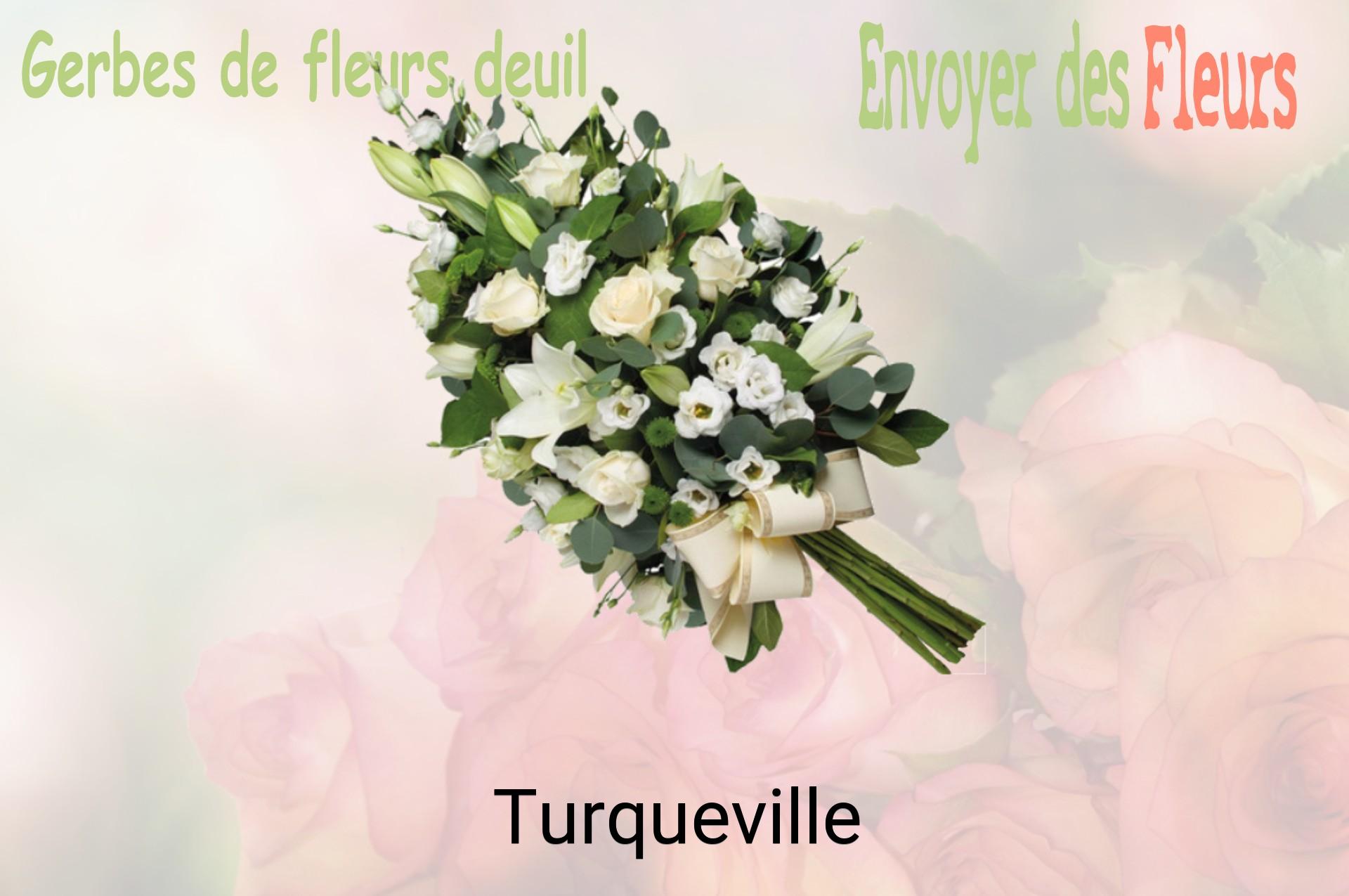 Gerbe de fleurs de deuil livrée à Turqueville